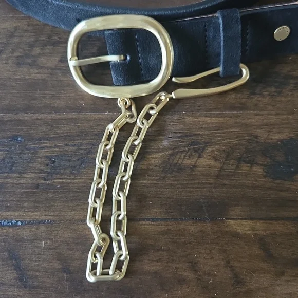 Beautiful Black Leather Belt w Gold Hardware By Rag & Bone. Great Condition! M - Picture 4 of 10